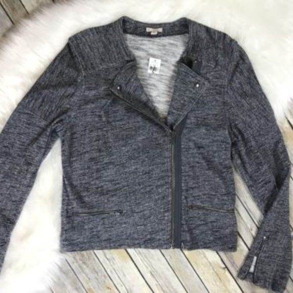 GAP Jackets & Blazers - Gap Knit Moto Asymmetrical Jacket Blue Collarless